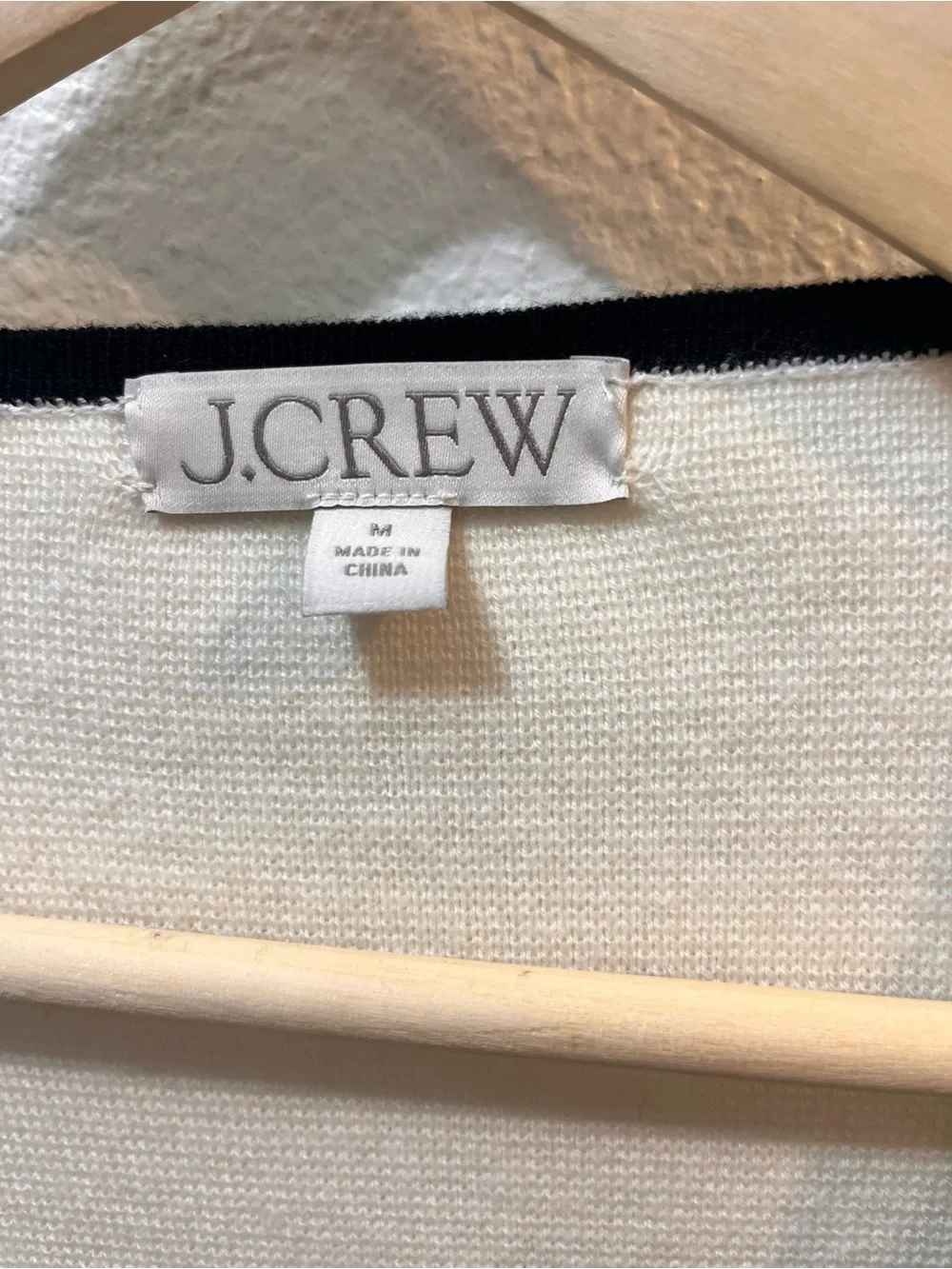 J.Crew Giselle V-neck Sweater-Blazer Ivory Black Contrast Trim Cardigan M
